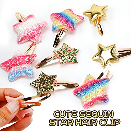 8 Pcs Metal Star Hair Clips Sparkly Cute Barrettes for Girls Kids