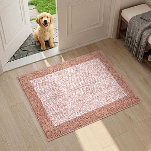Pink Non-Slip Bath Mat 24x17 for Bathroom - Soft & Absorbent