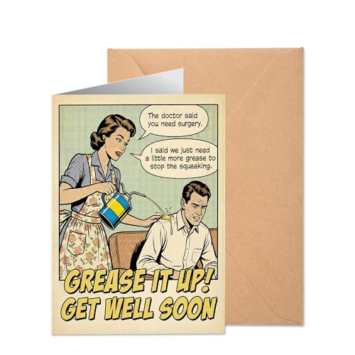 Funny Get Well Card - Grease It Up Joint Pain Humor