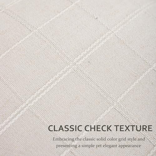 Set of 2 Jacquard Throw Pillow Covers 18x18 - Khaki Plaid