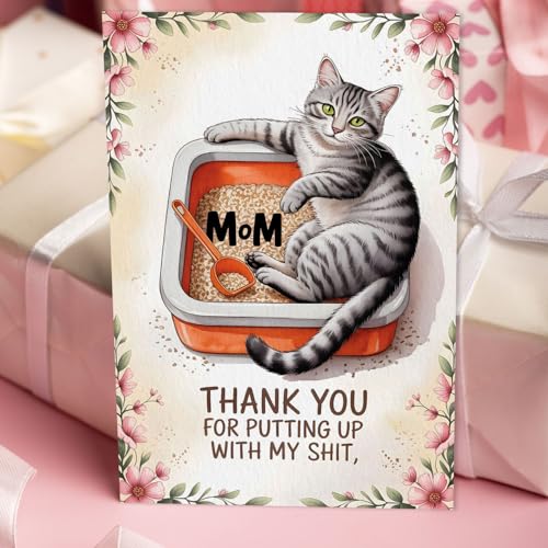 Funny Cat Mother's Day Card with Envelope - Humorous Greeting for Mom