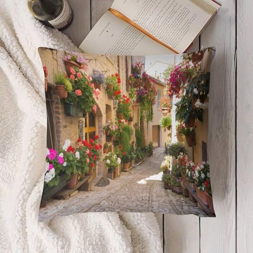 Mediterranean Greece Scene 12x12 Inch Throw Pillow Cover - Italy-1