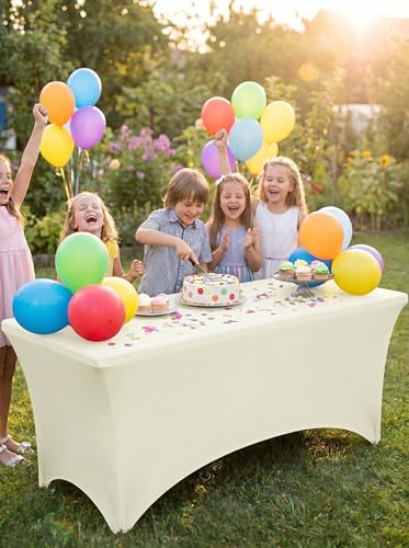 Utopia Kitchen Spandex Table Cloth 2-Pack for 6FT Tables - Ivory