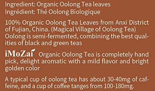 Imozai Organic Oolong Tea Bags - 100 Count, Individually Wrapped