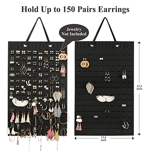 RESOVO Wall-Mounted Earring Organizer with 20 Hooks - Holds 300 Pairs