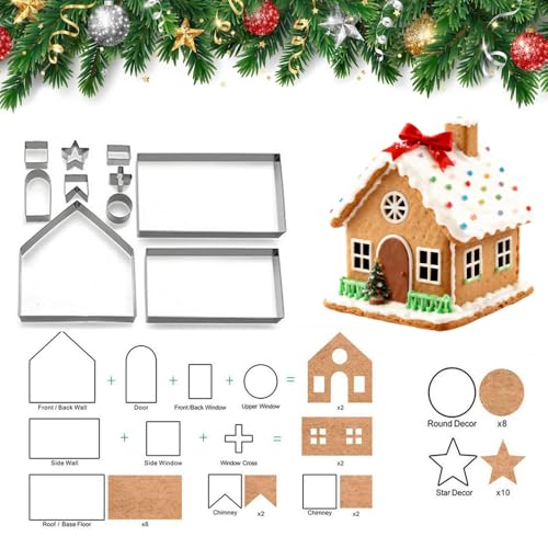 10-Piece Gingerbread House Cookie Cutter Set for Baking & Crafting