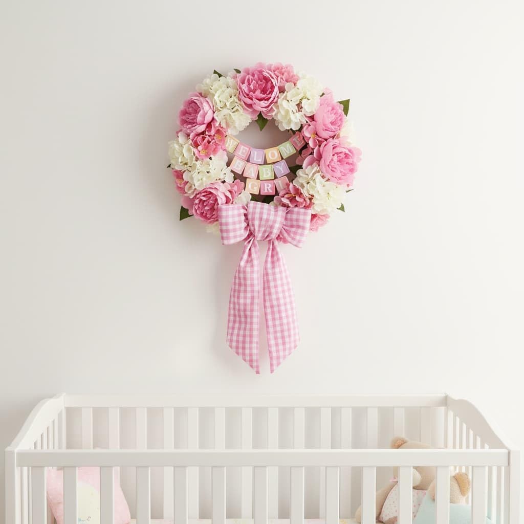 Regine Switzerland Pink Plaid Wreath Sash - Versatile Front Door Decoration for Weddings & Holidays