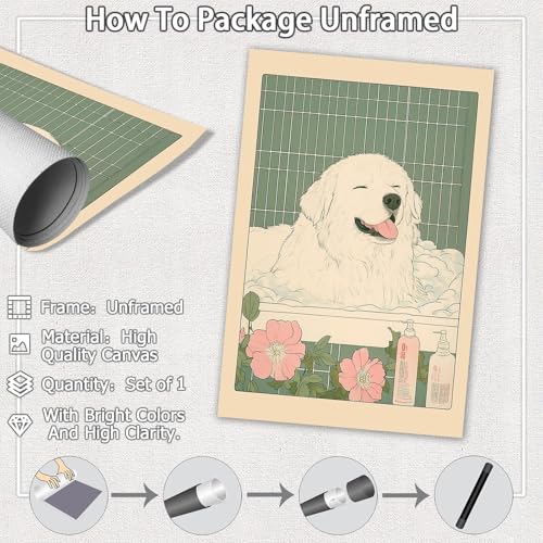 Great Pyrenees Dog Wall Art Japanese Minimalist Canvas Poster 8x12