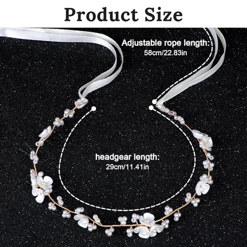 Dopenspi Pearl Flower Girl Headband Crystal Hair Accessory for Wedding