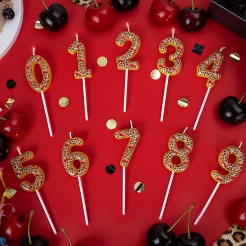 Cheetah Cherry Number 0 Birthday Cake Candle Topper - Y2K Design