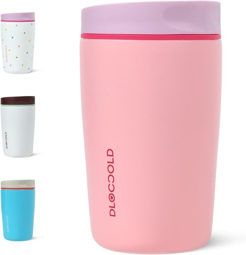 DLOCCOLD Insulated Stainless Steel Coffee Tumbler - Spill Resistant Lid, 12oz Travel Mug