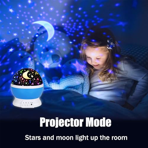 JKGIFTS Star Projector Night Light for Kids - Blue Galaxy Bedroom Lamp