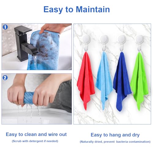 ovwo Microfiber Cleaning Cloths, 12-Pack, 12" x 12" Absorbent Lint-Free Towels