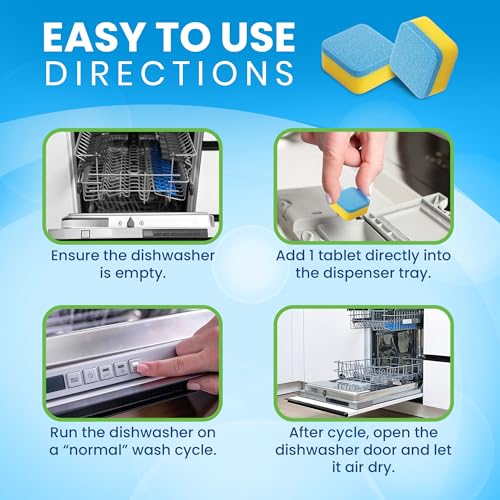 Clean Elements Dishwasher Cleaner Tablets & Deodorizer Pack of 24 - Deep Cleaning & Descaling