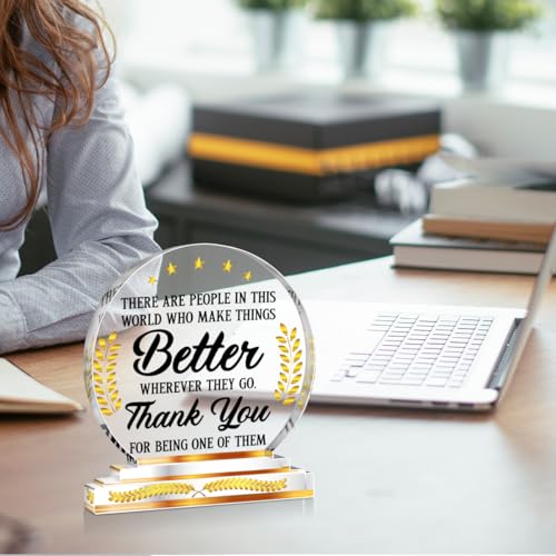 Acrylic Thank You Desk Plaque - Appreciation Gift for Coworkers, Clear C