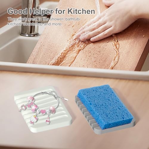 Silicone Soap Dish Set - Self-Draining Holder for Bathroom & Kitchen