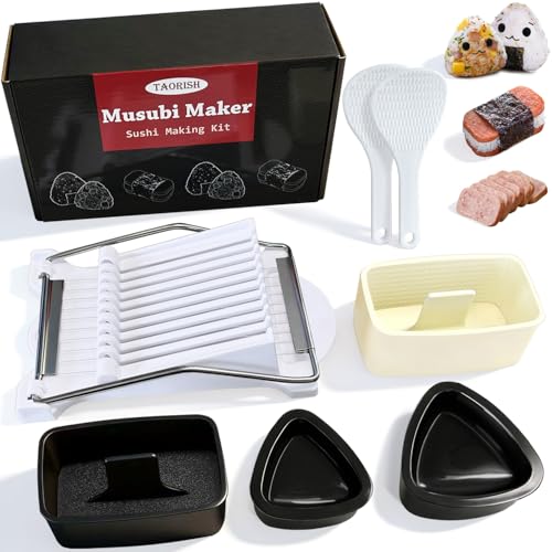 TAORISH Musubi Press Mold Kit - 7-Piece Hawaiian Sushi & Onigiri Maker with Slicer & Rice Paddles
