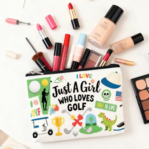 Golf Makeup Bag Canvas Cosmetic Pouch Golf Gifts for Women