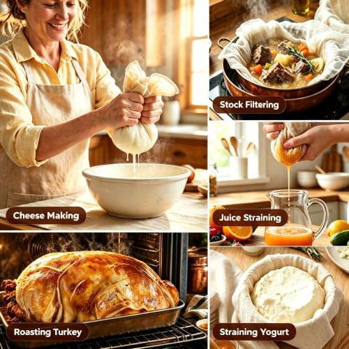 LUMIDOMA 8-Pack Unbleached Cheese Cloths, 20x20 Inch, Food-Safe
