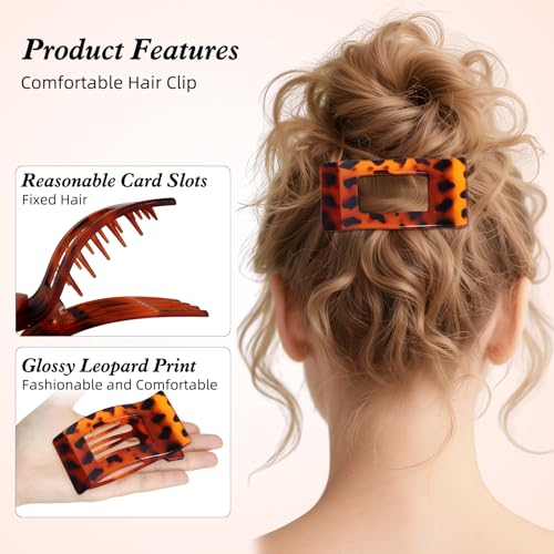 Large Flat Hair Claw Clips 4-Pack Non-Slip Glossy Leopard Barrettes