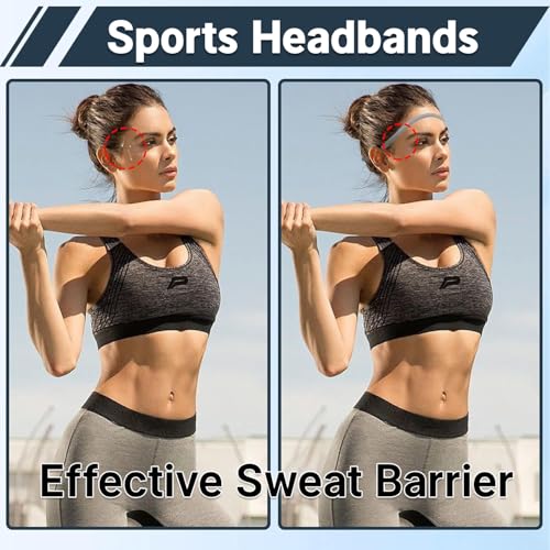 4 Pack Sports Headbands for Women Elastic Non-Slip Absorb Sweat 4 Colors