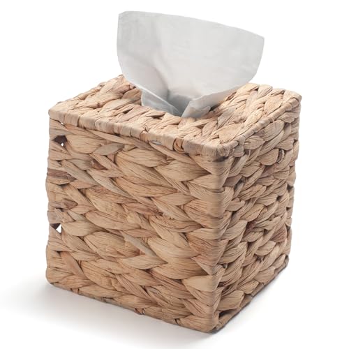 Natural Water Hyacinth Tissue Box Cover - Square Holder for Bathroom