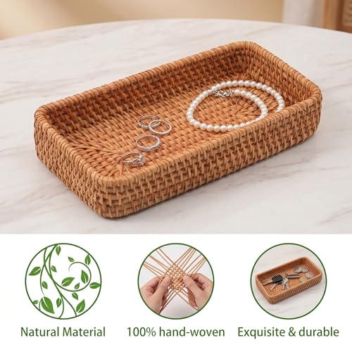 8-Inch Handwoven Rattan Tray for Keys and Jewelry Storage