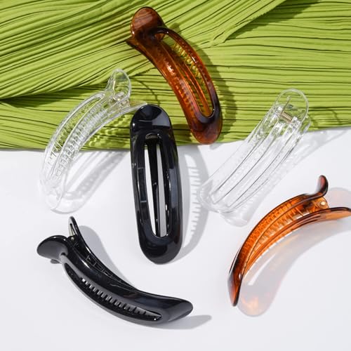 Aileam 6PCS Flat Claw Clips French Acrylic Hair Barrette Set