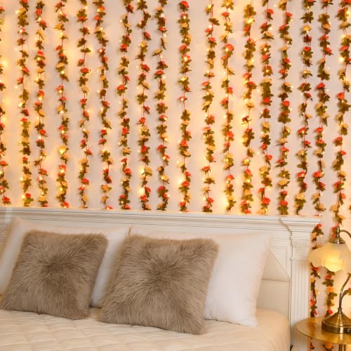 Champagne & Orange Flower Garland Vines - 2 Pcs, 16.5Ft