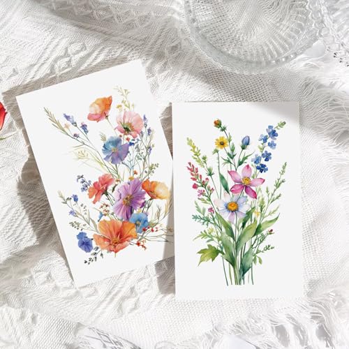 24 Floral Blank Note Cards with Envelopes - 4x6 Wildflower Design for All Occasions