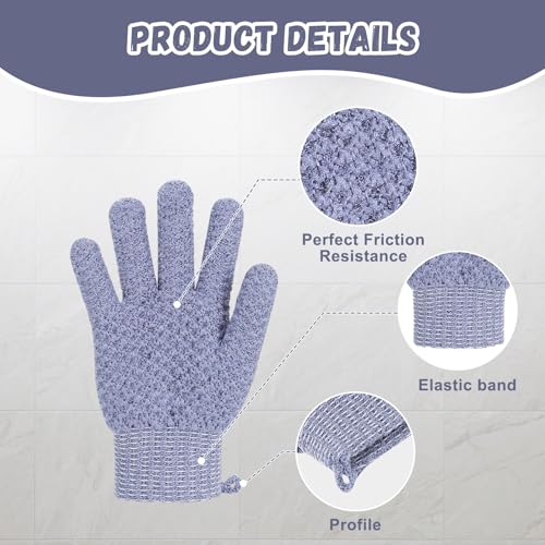 Exfoliating Dual Texture Bath Gloves for Body Scrub and Dead Skin Removal