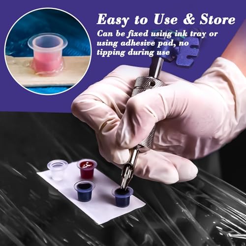 RAQEHO Plastic Tattoo Ink Caps 100PCS Small Non-Spill Cups Mini Size