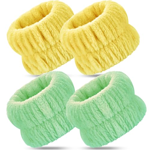 Darfukei Spa Wrist Bands for Washing Face, 4-Pack Absorbent Microfiber Arm Towels