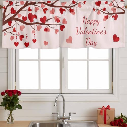 Valentine's Day Window Valance - Red Pink Love Heart Design, 54x18
