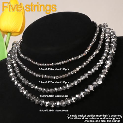 3mm Transparent Silver Faceted Rondelle Glass Beads - 5 Strands