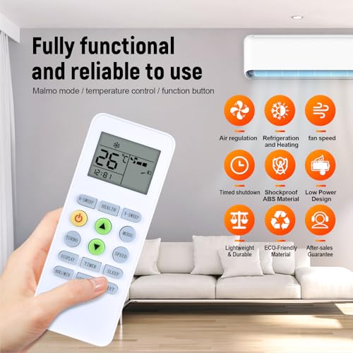 WDZP KKG12A-C1 Replacement AC Remote Control for CHANGHONG Ree Pastamic CHEBLO ONAX Mini Split Air Conditioners