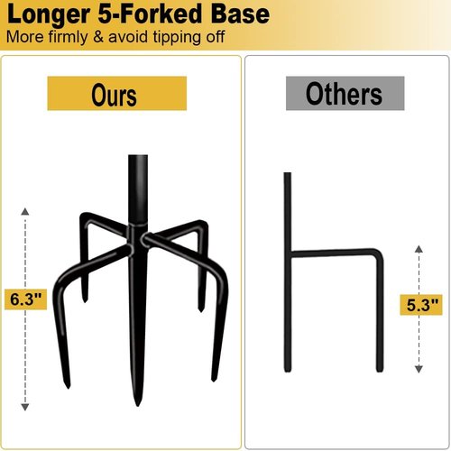 Garden Flag Stand Holder by [Brand Name] - 49 Inch Durable Design with 5 Forked Base for 12 x 18 Flags