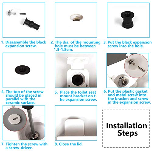 ECUDIS Universal Toilet Seat Hinges & Bolts - 4 Pack M6 Repair Kit