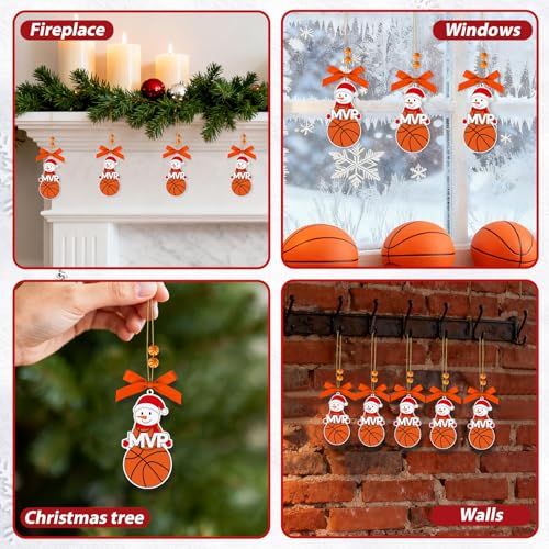 4.3-Inch Wooden Snowman Basketball Christmas Ornament