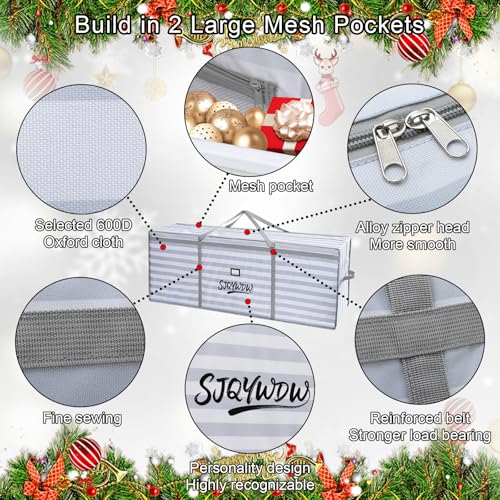 Gray White Stripes Christmas Tree Storage Bag 4ft Heavy Duty Reusable