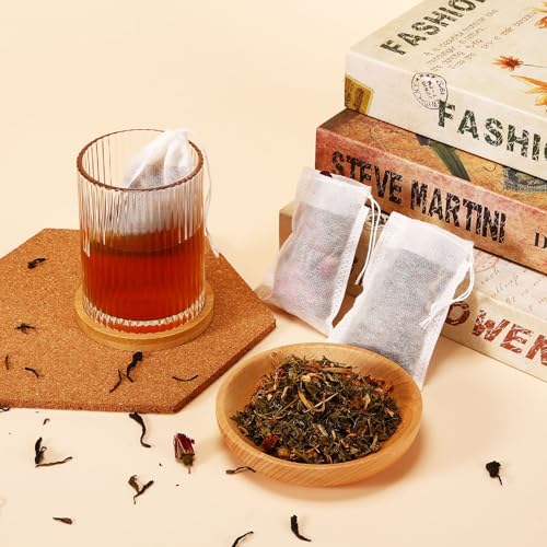 300 Pcs Empty Tea Bags with Drawstring, 2.76 x 1.97 Inch Disposable Filters