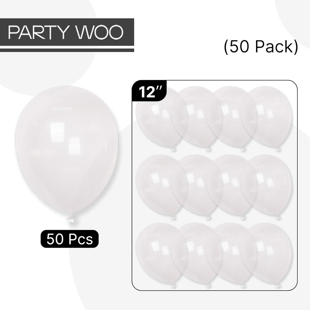 PartyWoo Clear Balloons - 50pcs 12 Inch Transparent Latex Helium Balloons for Celebrations