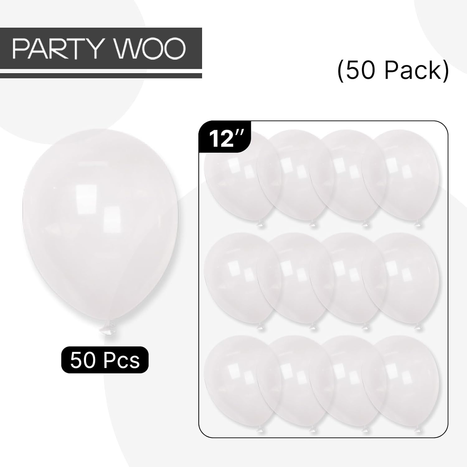 PartyWoo Clear Balloons - 50pcs 12 Inch Transparent Latex Helium Balloons for Celebrations