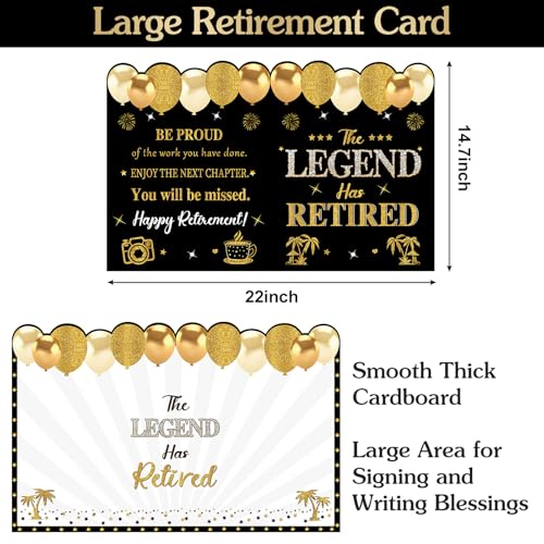 Jumbo Retirement Card for Coworkers, Large Signature Guestbook - 22x14.7"