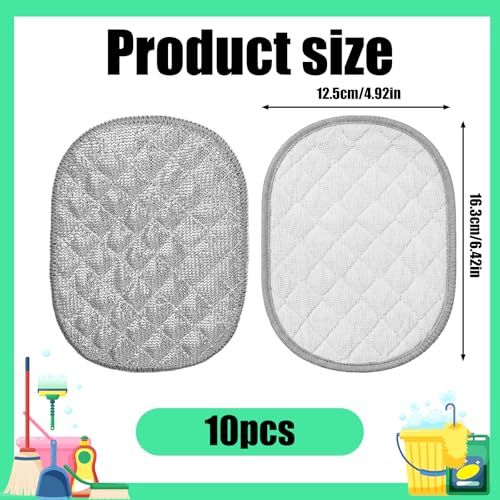 Bremorou 10 Pcs Stainless Steel Double-Sided Dishwashing Rags Non-Scratch Kitchen Cloths
