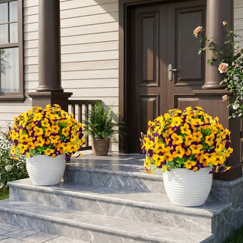 16pcs Artificial Pansy Flowers - UV Resistant Faux Silk Decor