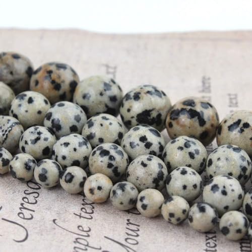 Dalmatian Spot Jasper Bead Kit - 15-Inch, 6mm Round Beads for Jewelry Making