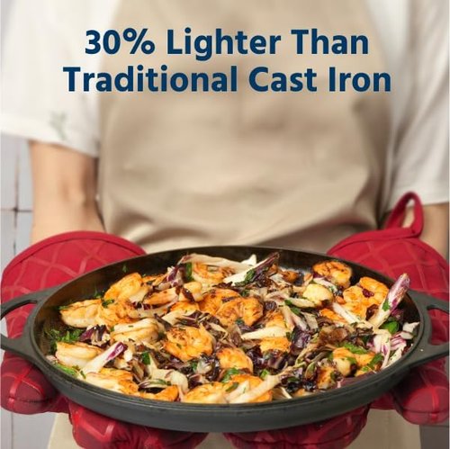 COOKLIFE 12-Inch Lightweight Pre-Seasoned Cast Iron Griddle - Smooth Surface for Easy Cleaning | Versatile for Oven, Stove, or Grill