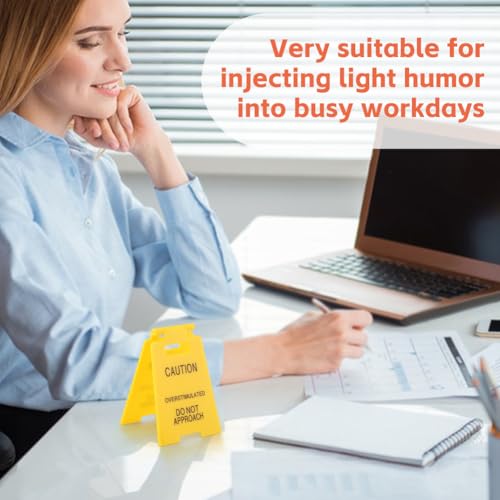 Caution Overstimulated Desk Signs - 2 Pcs Funny Office Decor