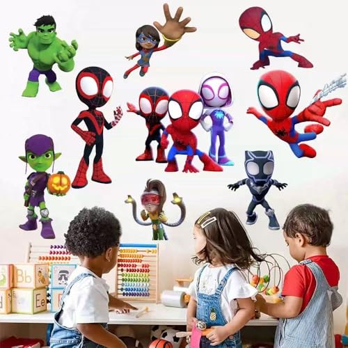 37-Piece Spider-Themed Wall Stickers for Kids - Removable Vinyl Decals